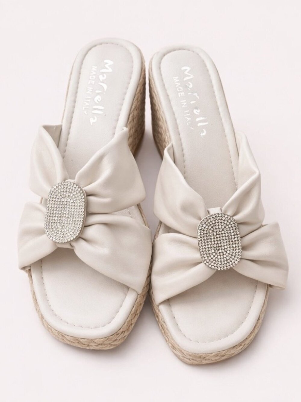 NWT‎ Mariella Bling Wedge Heels Ivory